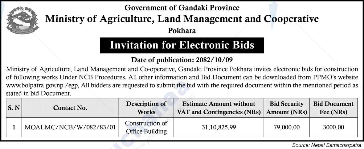 Ministry of Agriculture, Land Management and Cooperatives, Pokhara