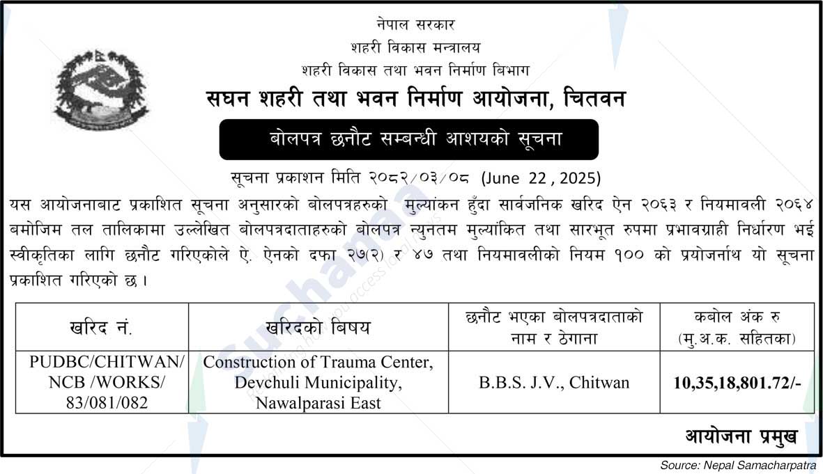 Project Office of Urban Development and Building Construction, Chitwan
