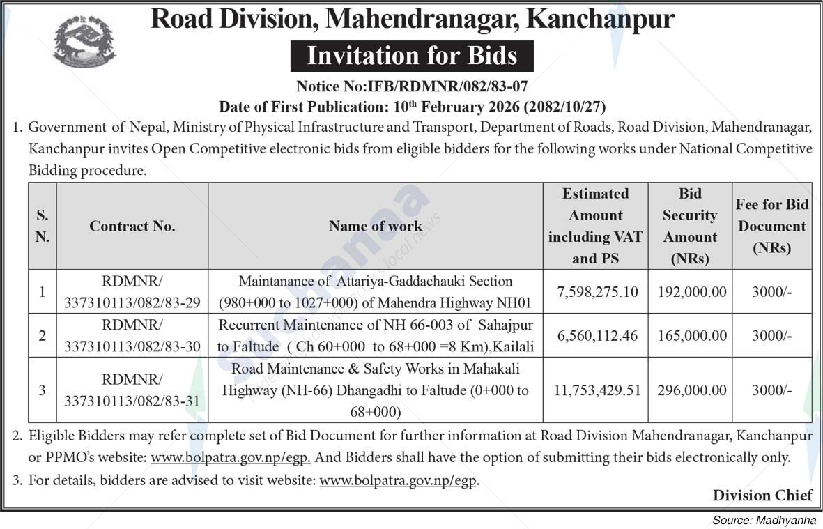 Road Division, Mahendranagar