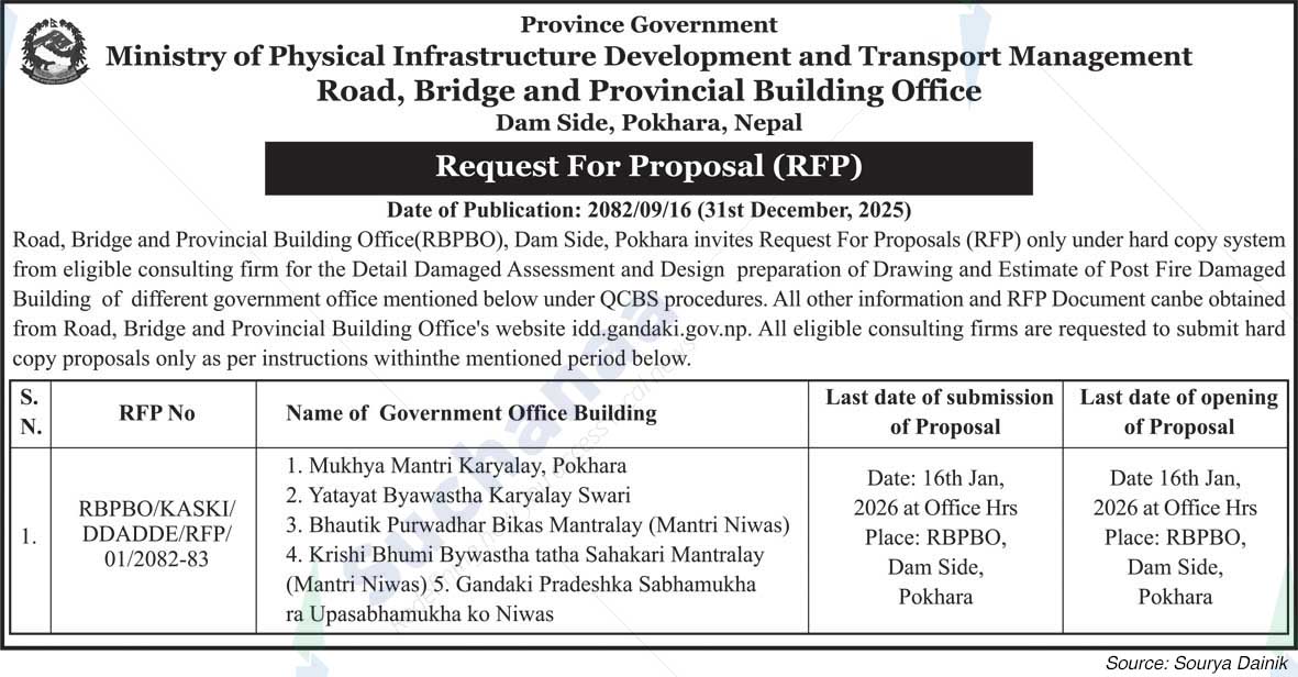 Road, Bridge and Provincial Building Office, Pokhara