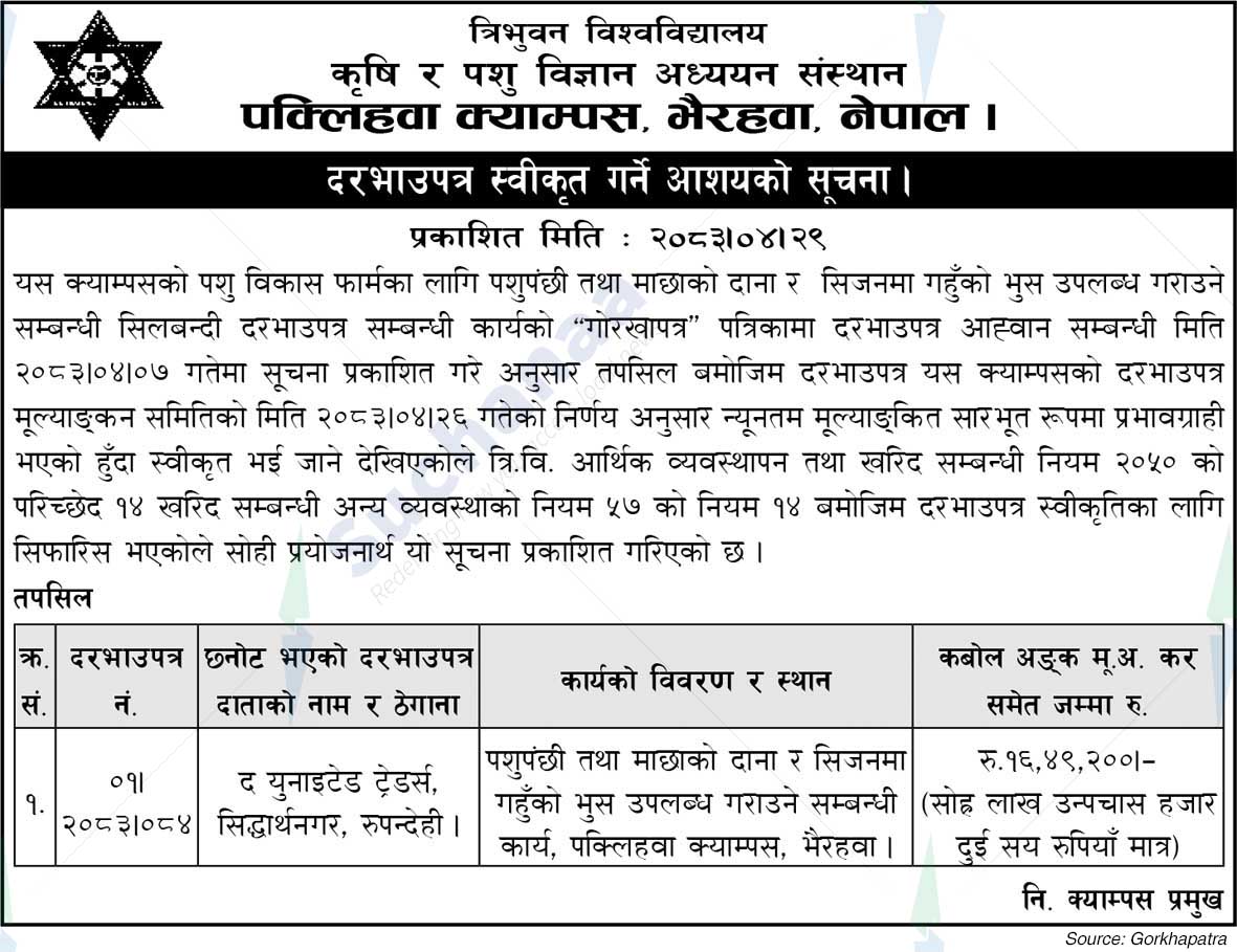 Tribhuvan University, Institute of Agriculture and Animal Science (IAAS)