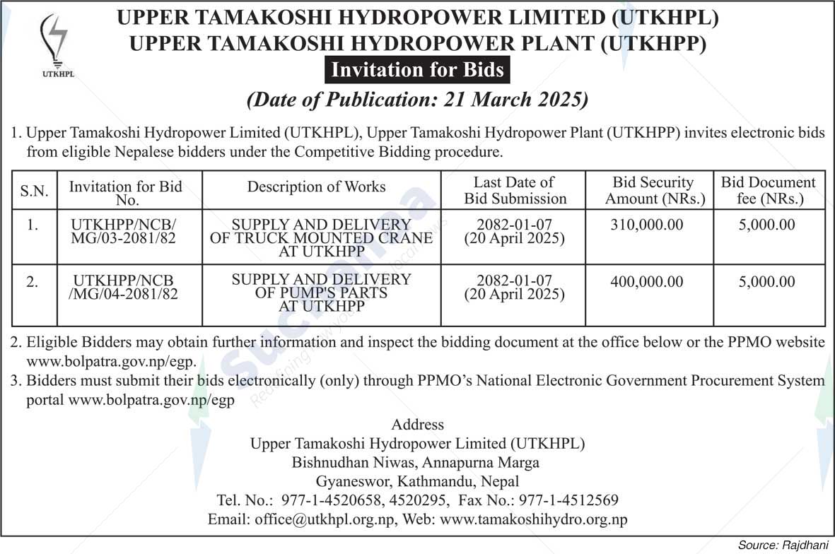 Upper Tamakoshi Hydropower Limited (UTKHPL)