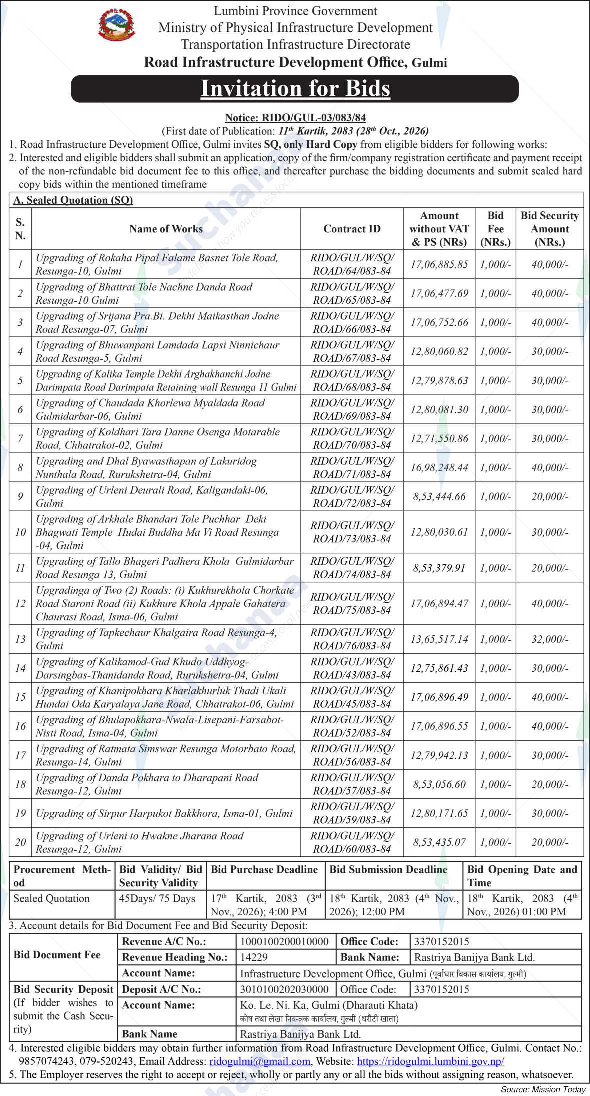Road Infrastructure Development Office, Gulmi