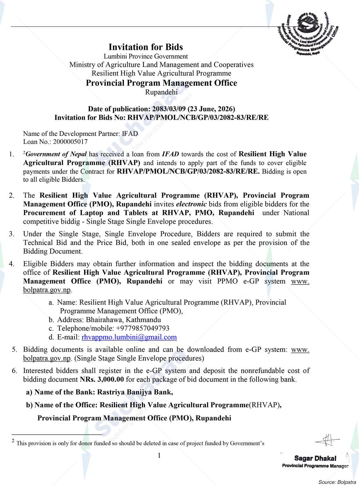 Resilient High Value Agriculture Program (RHVAP)