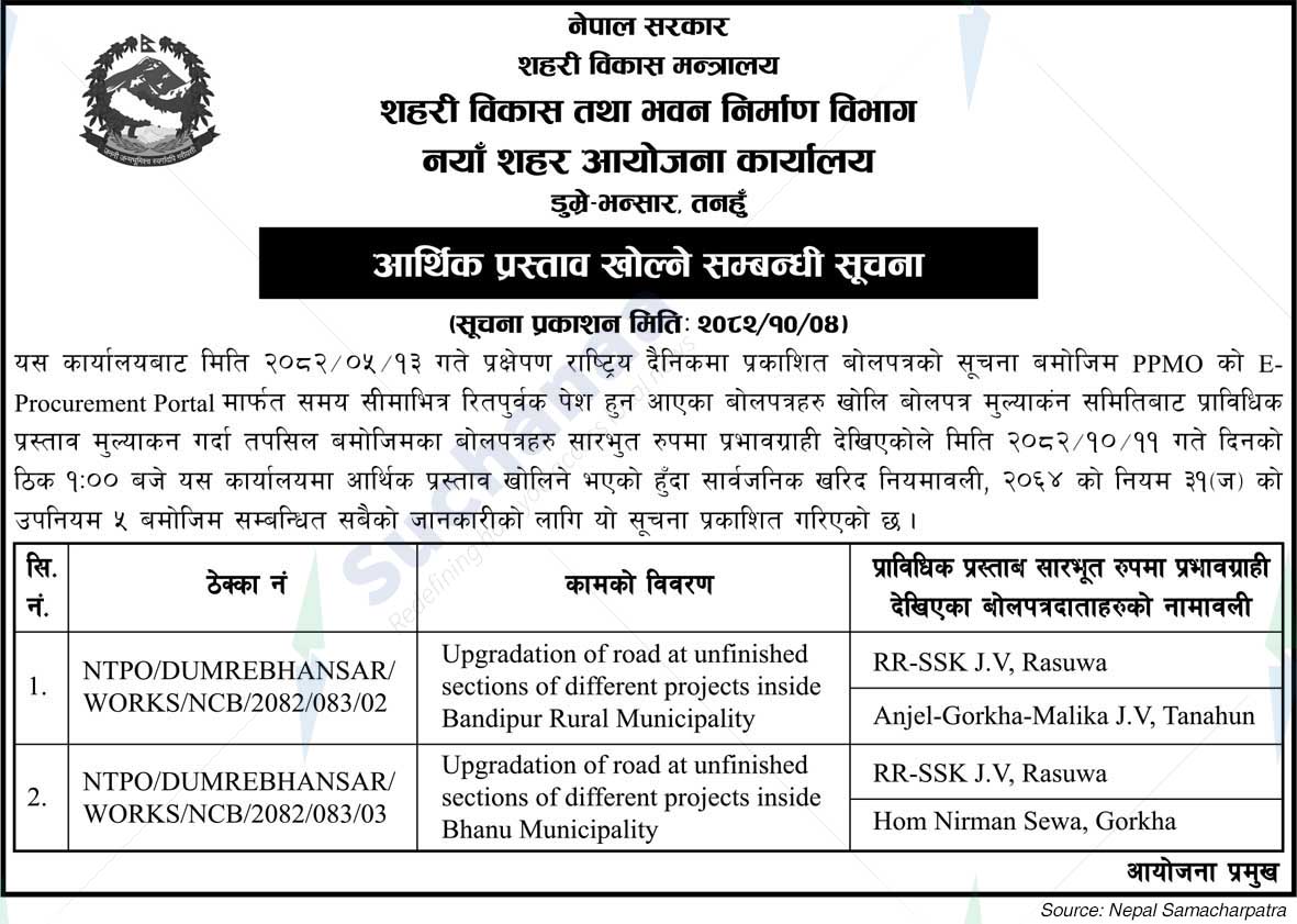 New Town Planning Office, Tanahun