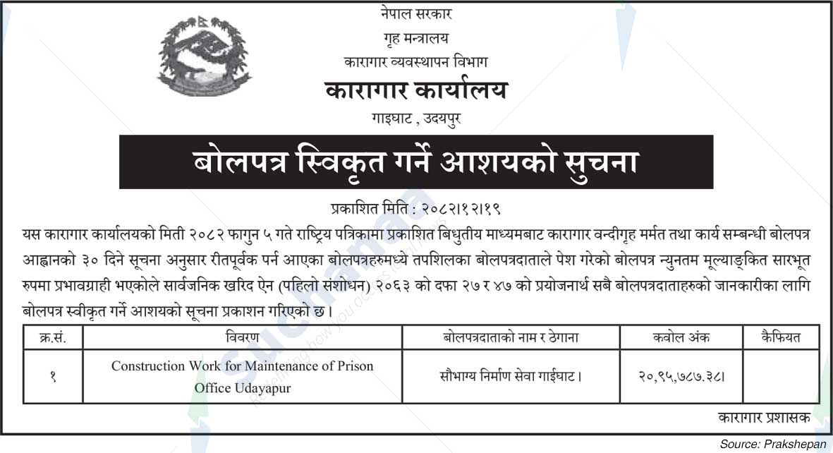 Prison Office, Udayapur