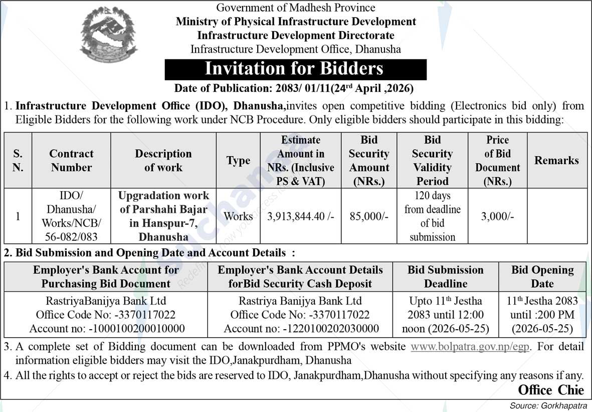 Infrastructure Development Office, Dhanusha