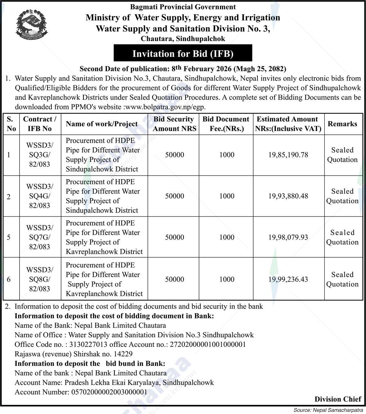 Water Supply and Sanitation Division-3, Sindhupalchok