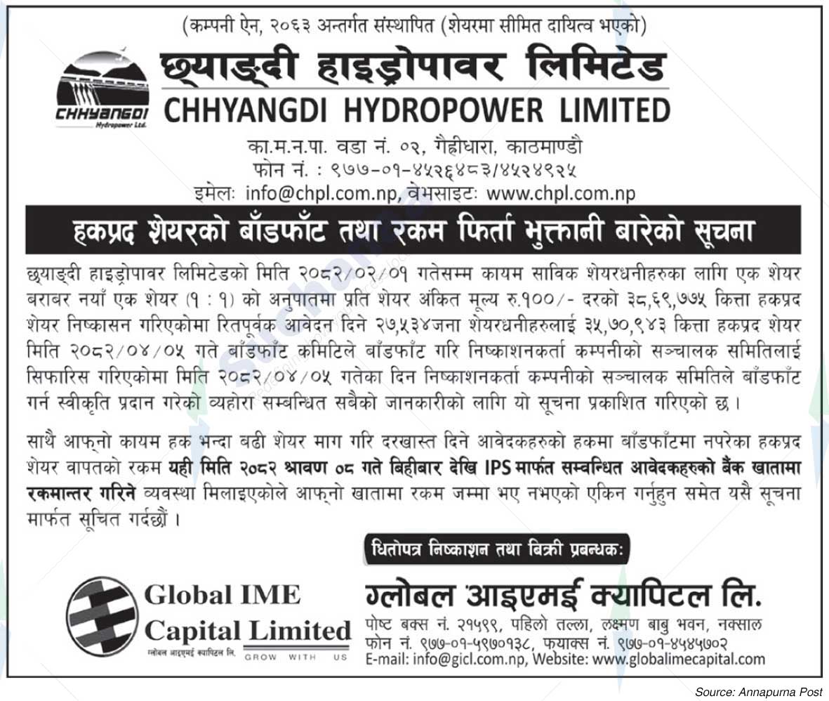 Chhyangdi Hydropower Limited