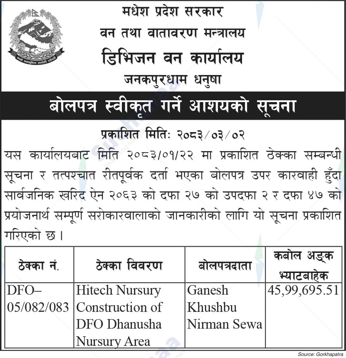 Division Forest Office, Dhanusha