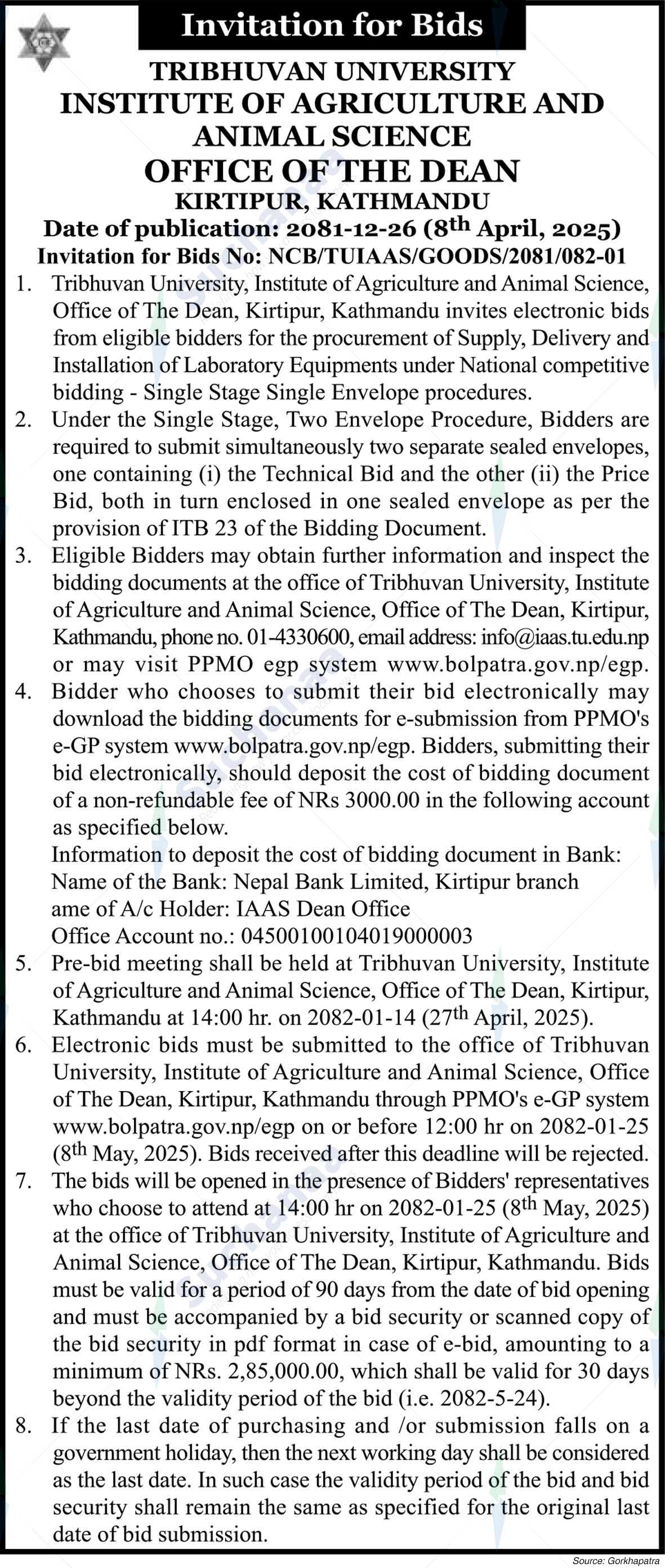 Tribhuvan University, Institute of Agriculture and Animal Science (IAAS)