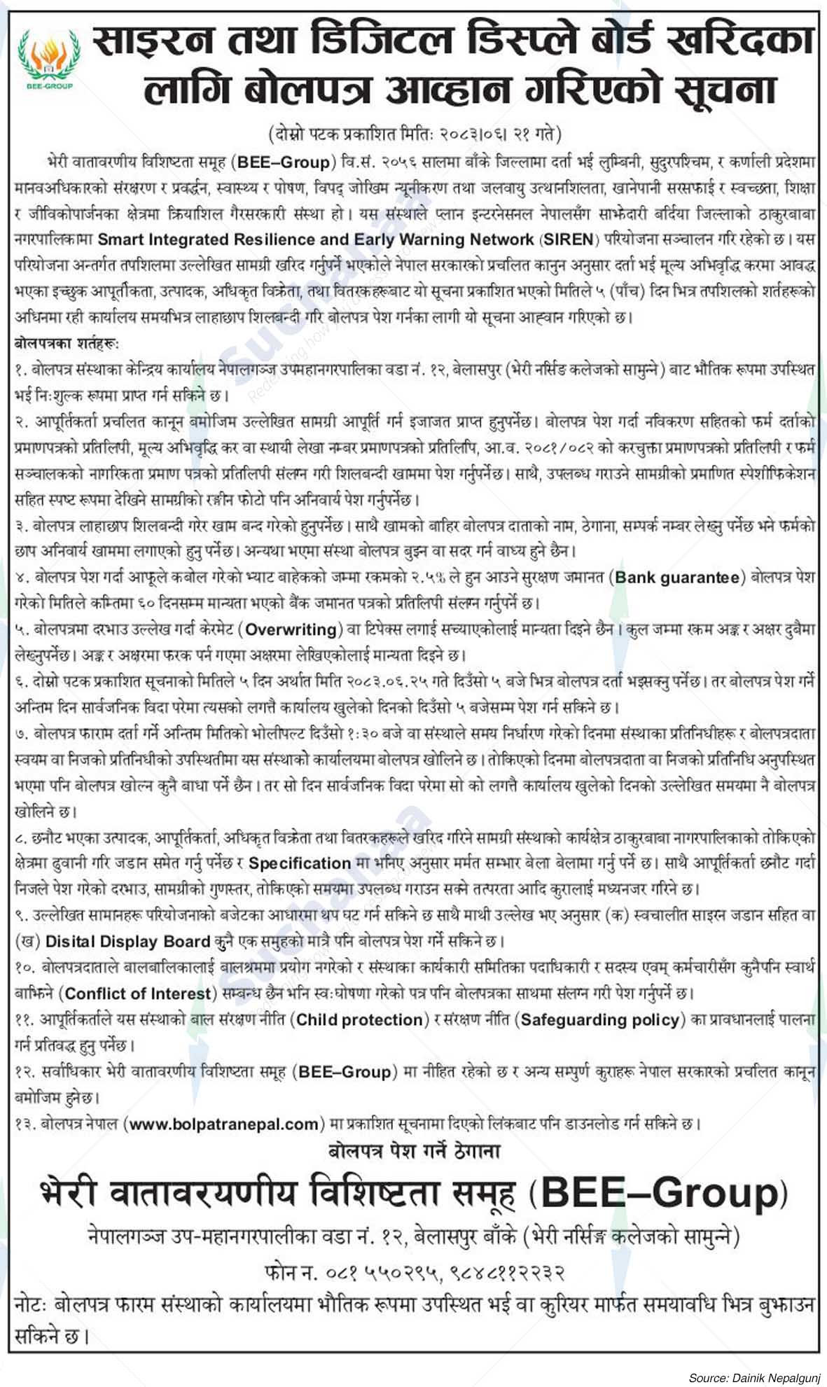 Bheri Environmental Excellence Group (BEE-Group)