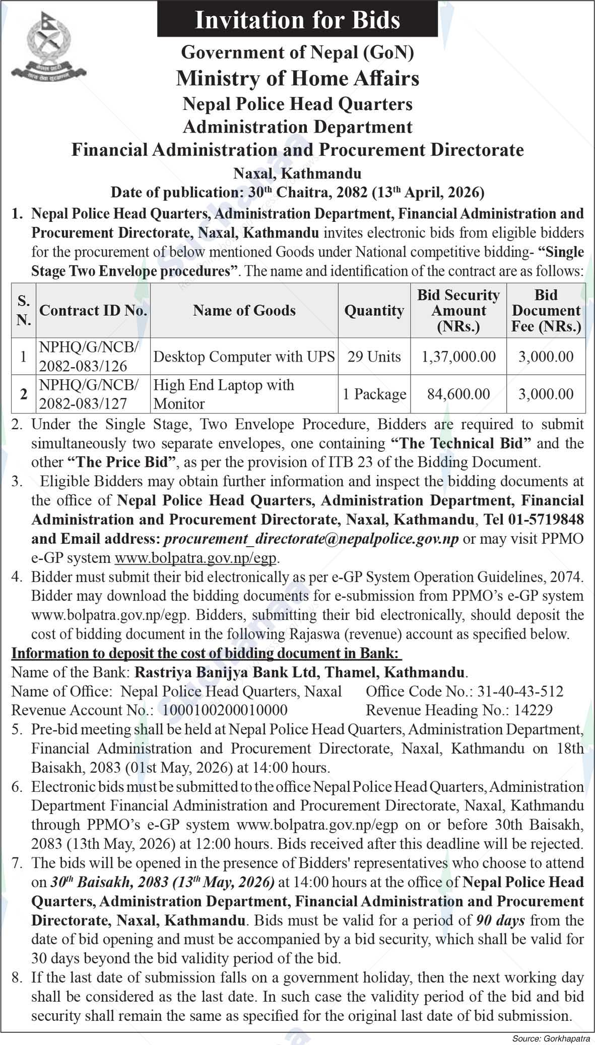 Nepal Police Headquarter Procurememt Section, Naxal