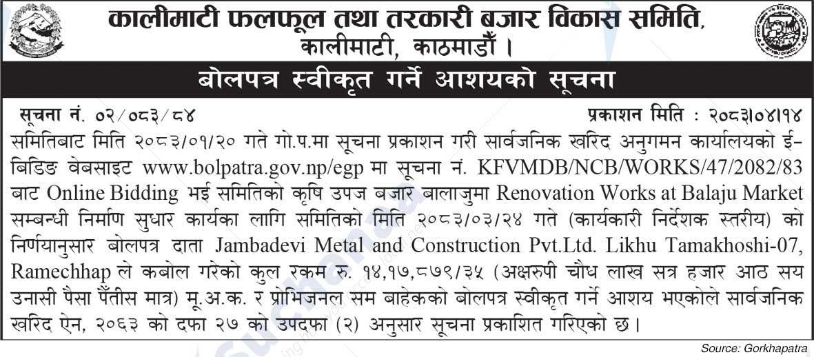 Kalimati Fruits and Vegetable Market Development Board