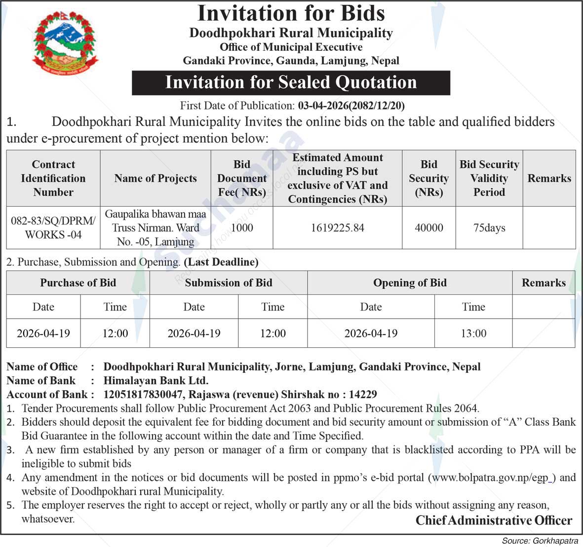 Dodhara Chandani Municipality