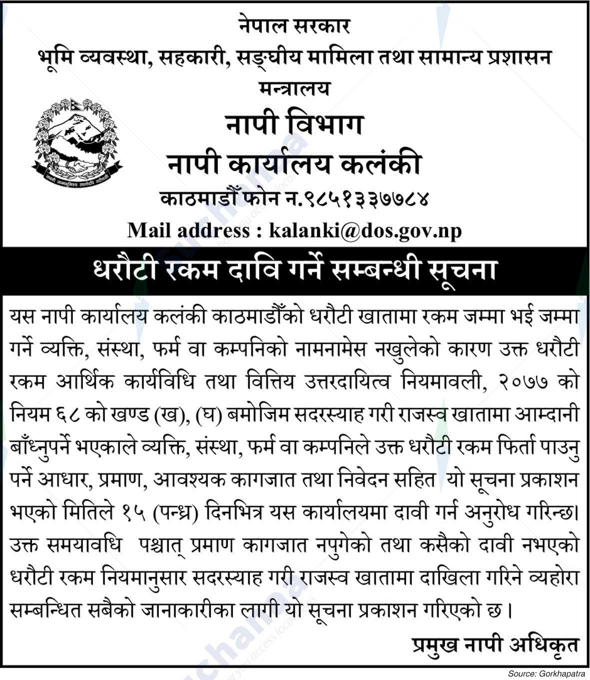 Survey Office, Kalanki