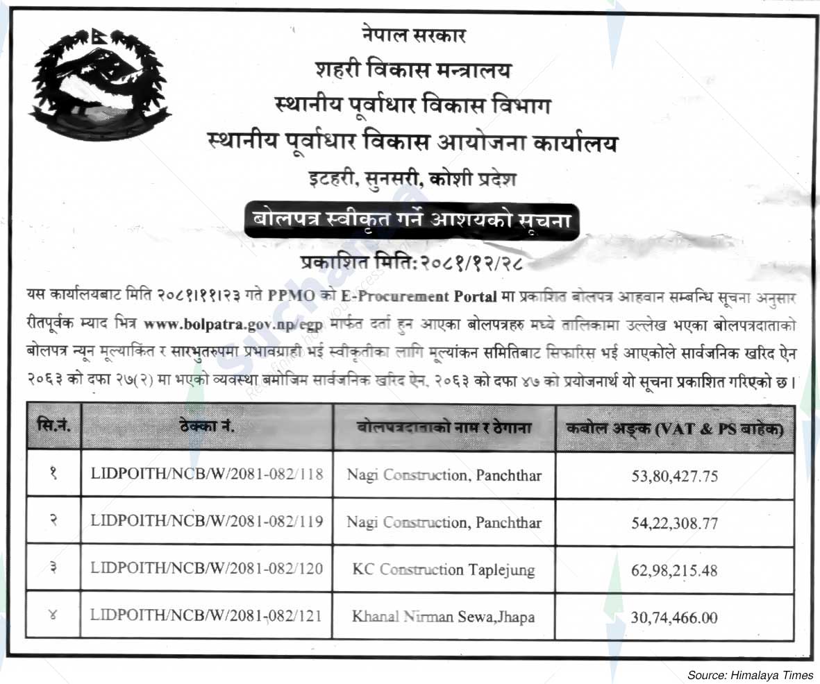 Local Infrastructure Development Project Office Itahari,