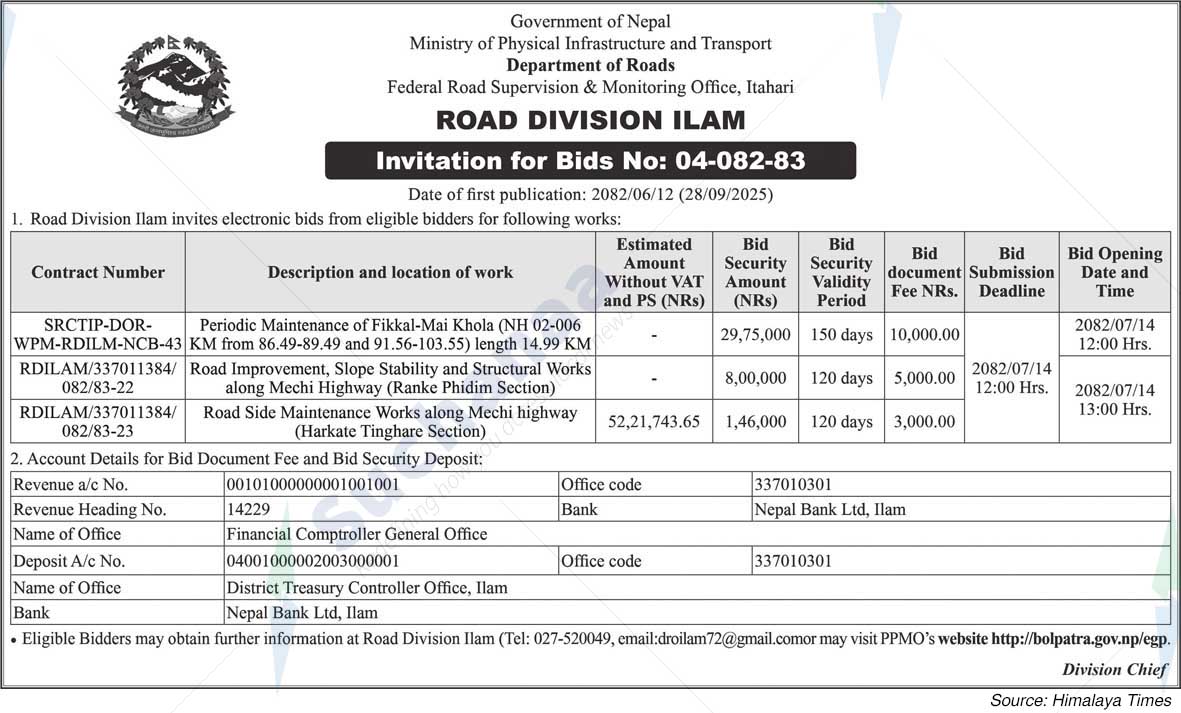 Road Division, Ilam