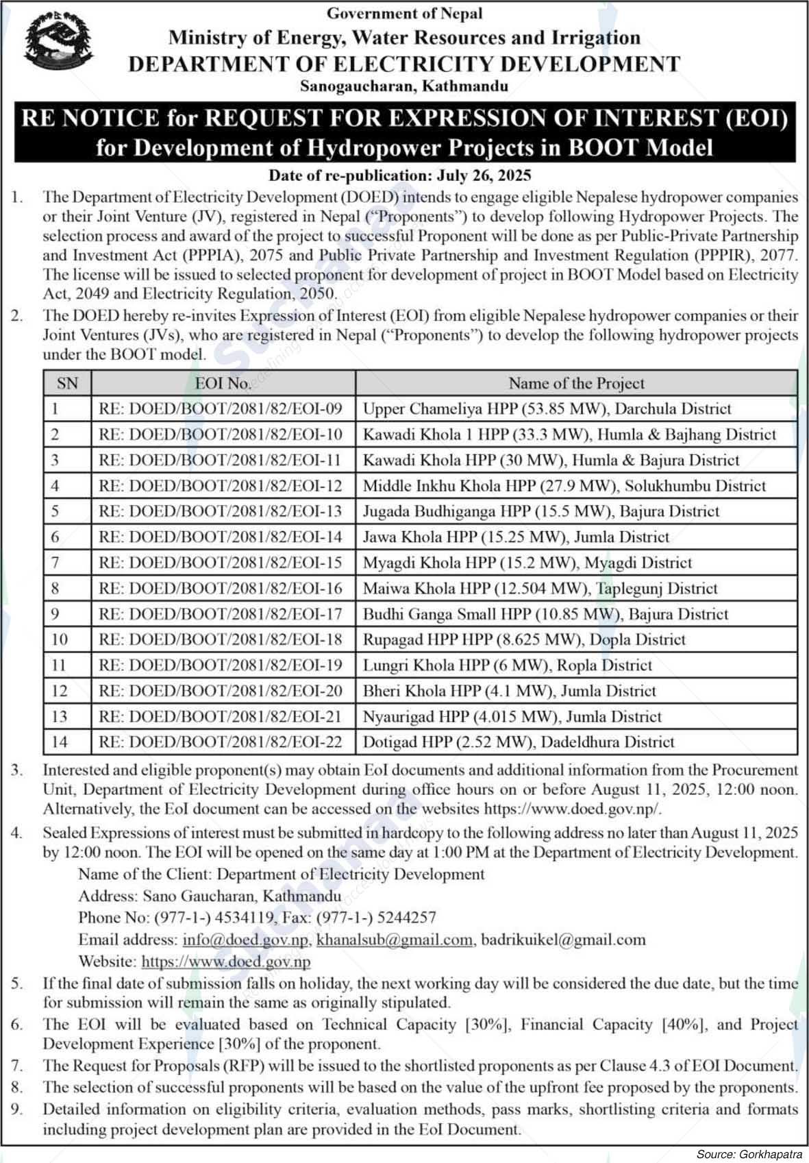 Department of Electricity Development