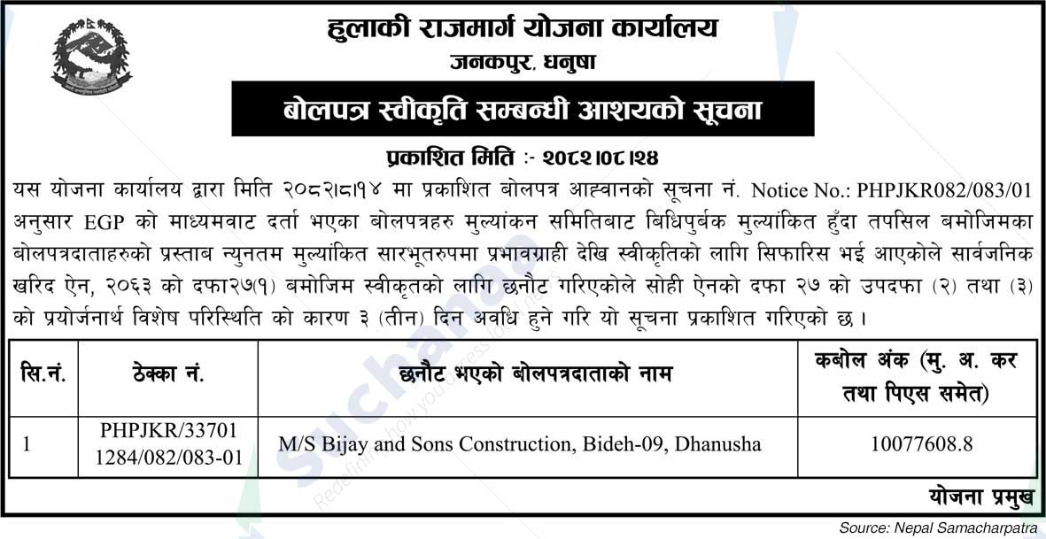 Postal Highway Planning Office, Janakpur, Dhanusha