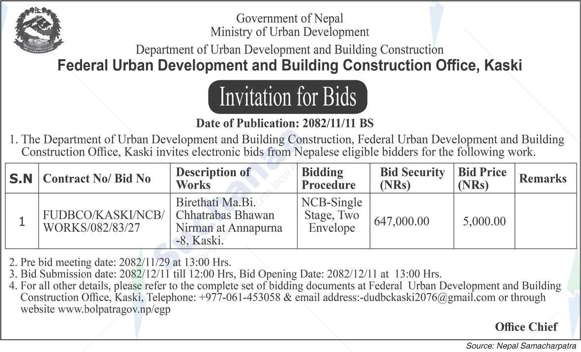 Federal Urban Development and Building Construction Office, Kaski