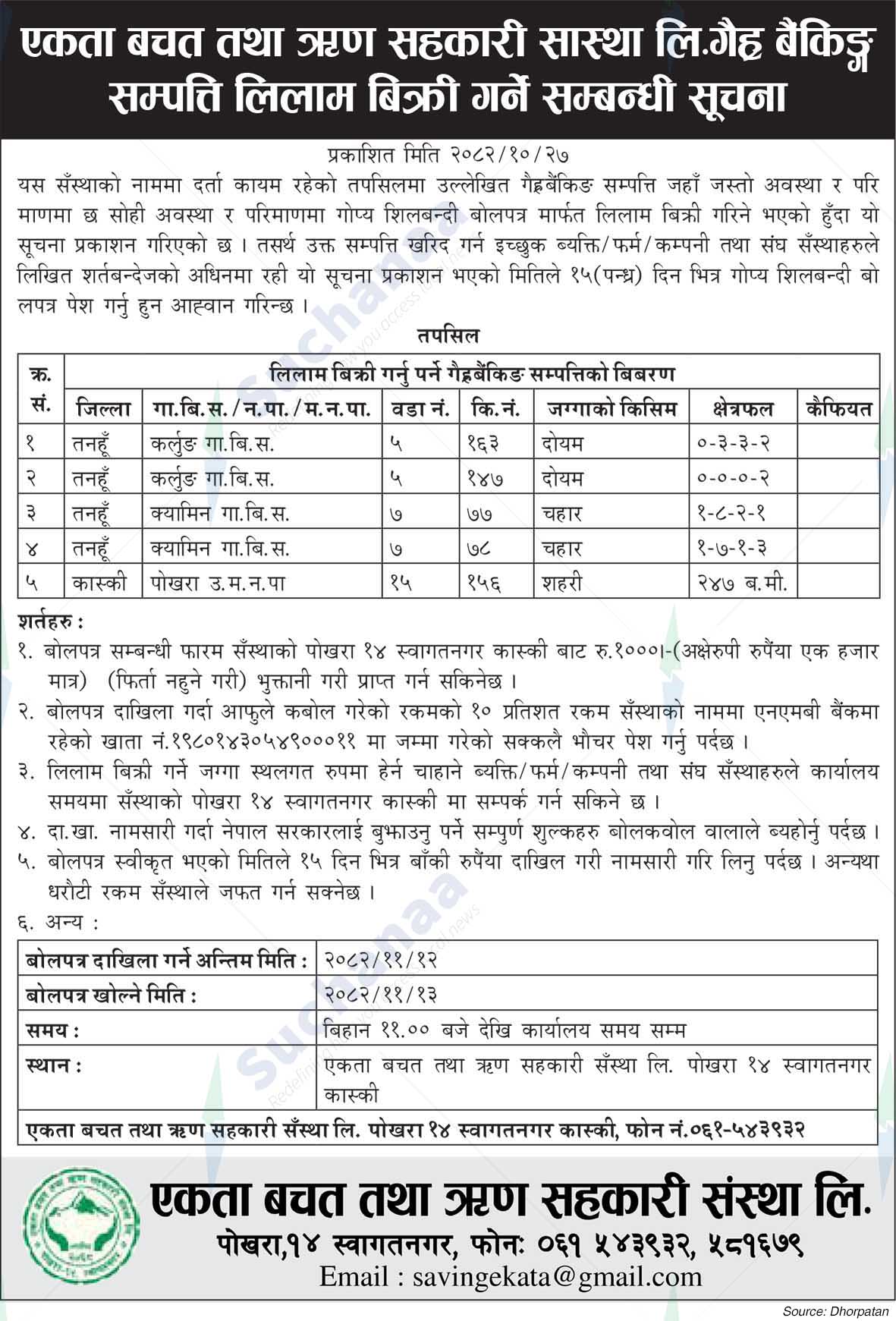 Ekta Savings and Credit Co-operative Society Ltd.