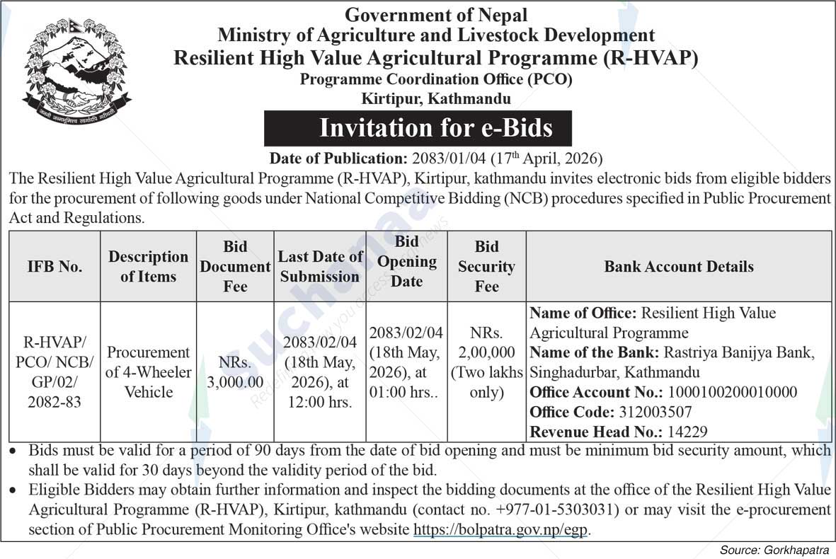 Resilient High Value Agricultural Programme (R-HVAP), Kirtipur, Kathmandu