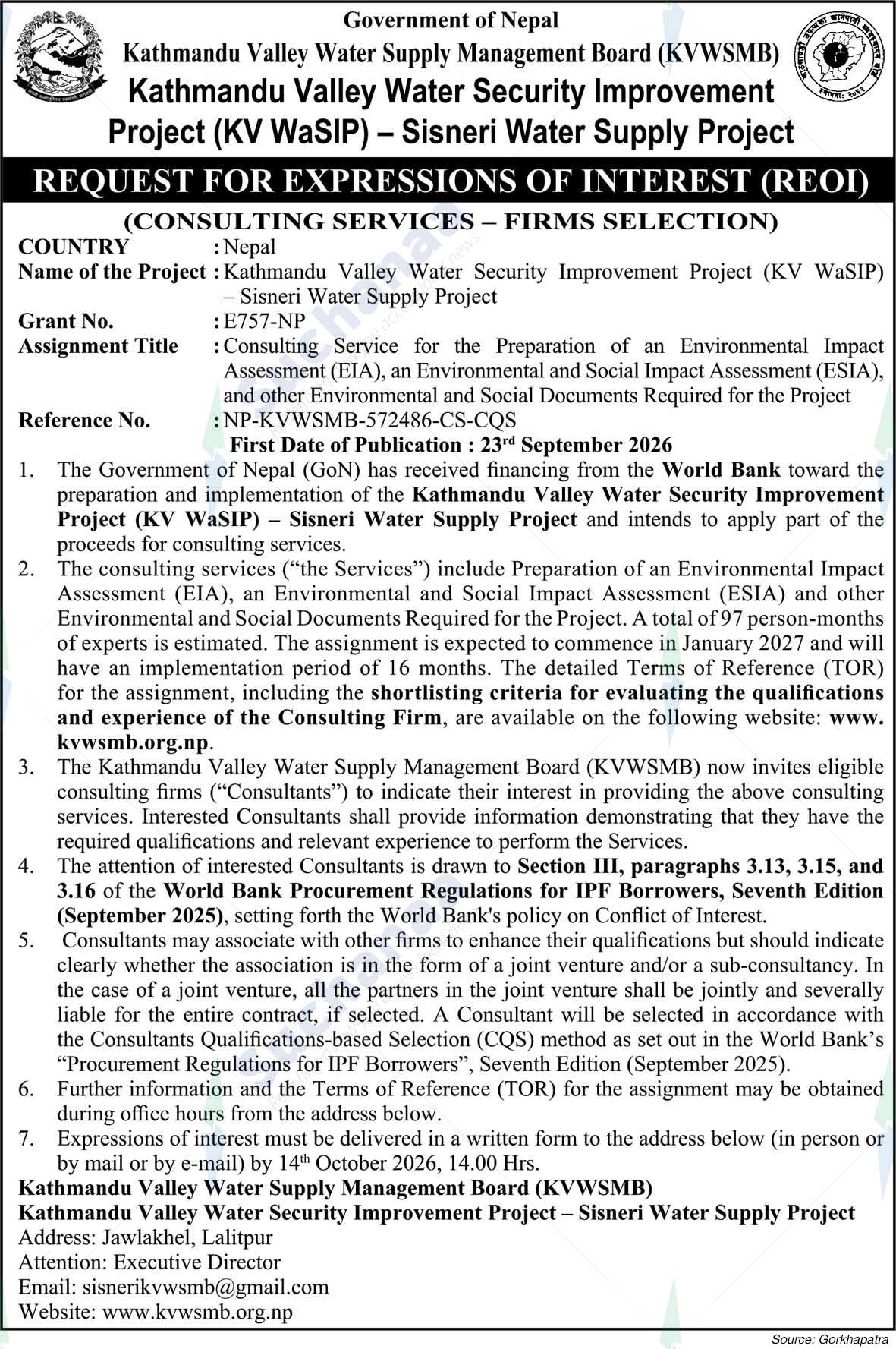Kathmandu Valley Water Supply Management Board (KVWSMB)