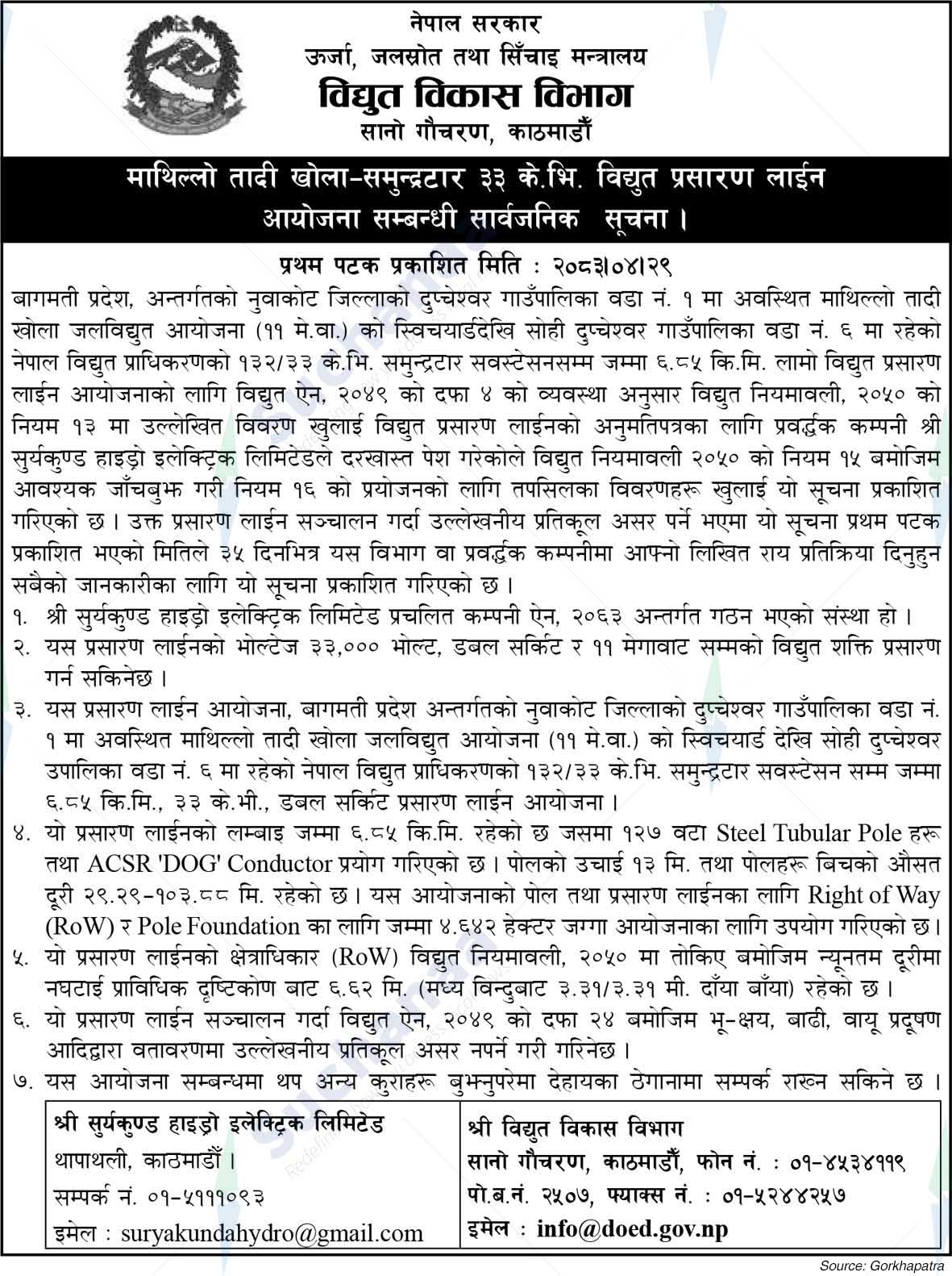 Department of Electricity Development