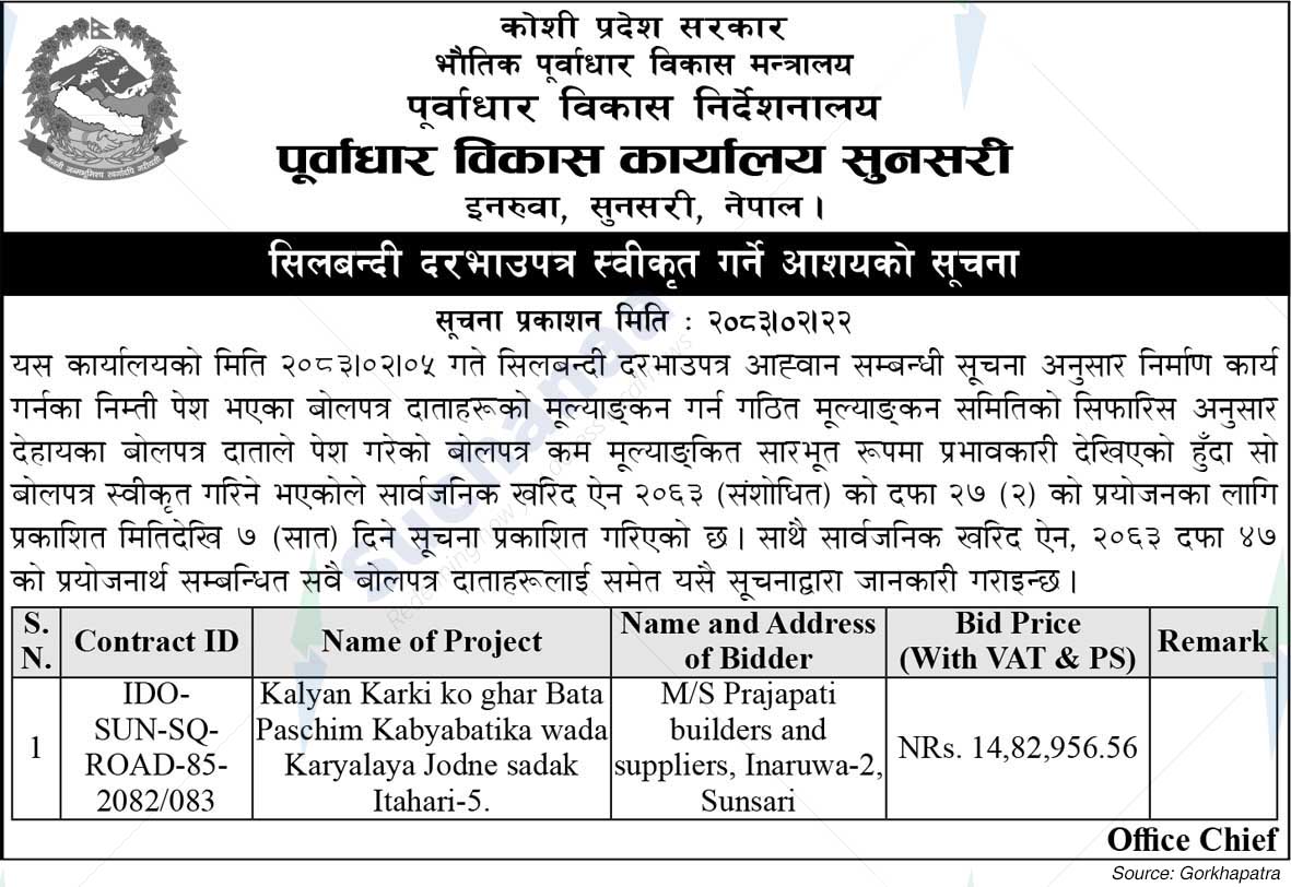 Infrastructure Development Office, Sunsari