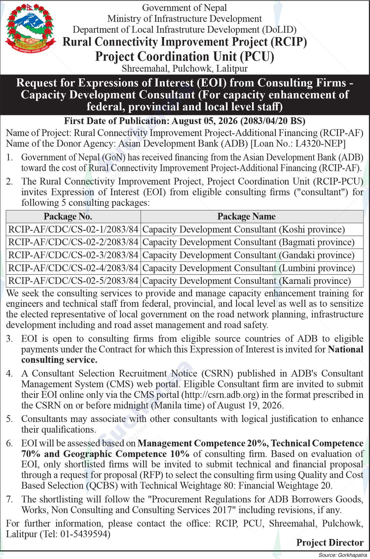 Rural Connectivity Improvement Project (RCIP), Lalitpur