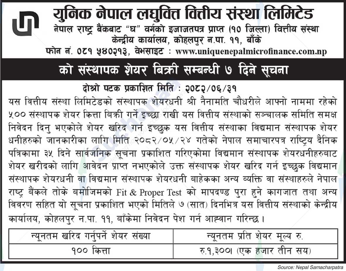 Unique Nepal Laghubitta Bittiya Sanstha Limited