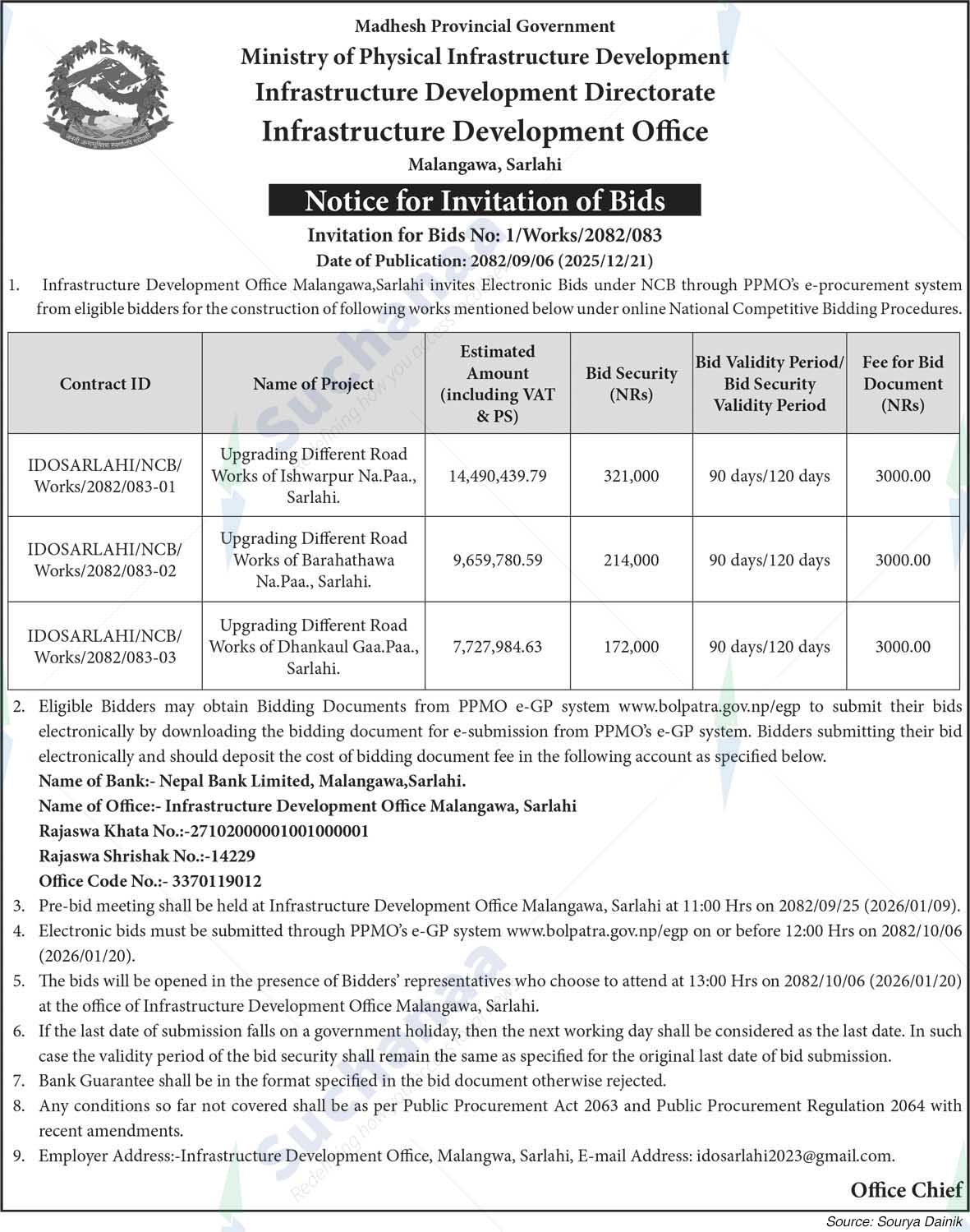 Infrastructure Development Office, Malangawa, Sarlahi