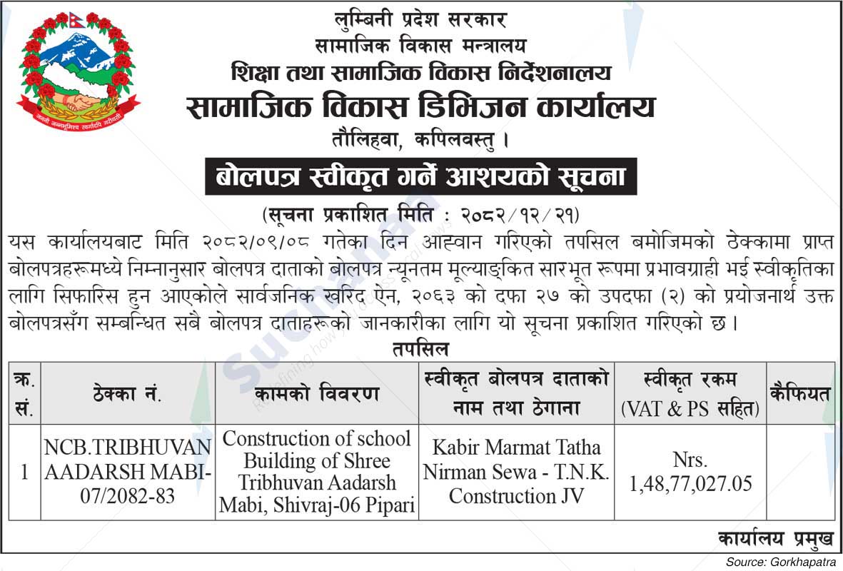 Social Development Division Office, Kapilvastu