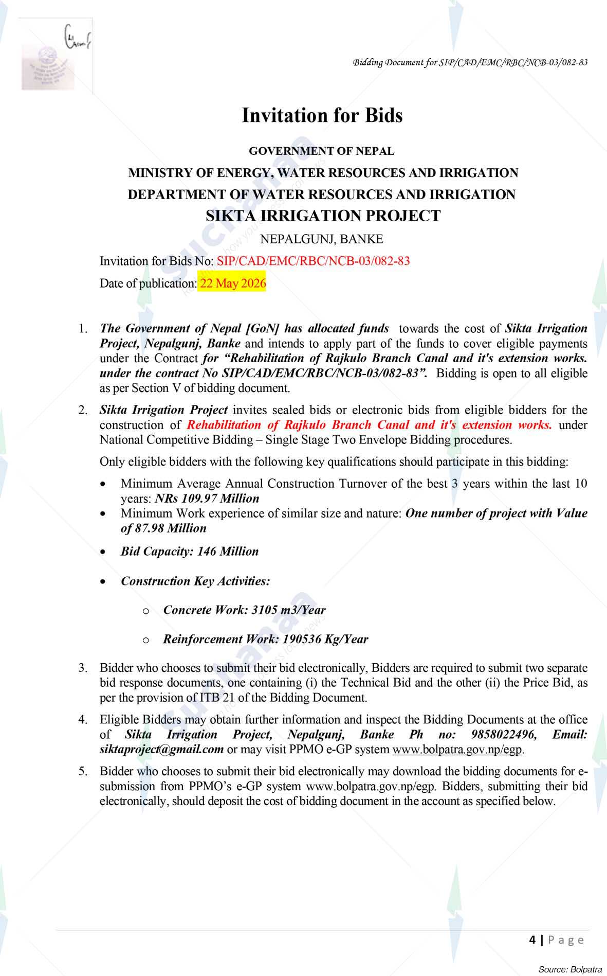 Sikta Irrigation Project
