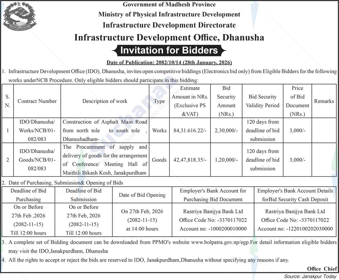 Infrastructure Development Office, Dhanusha