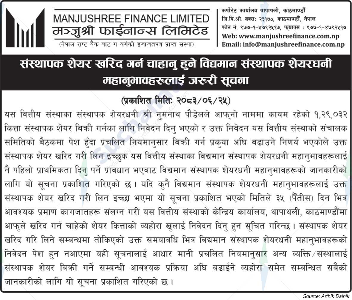 Manjushree Finance Limited