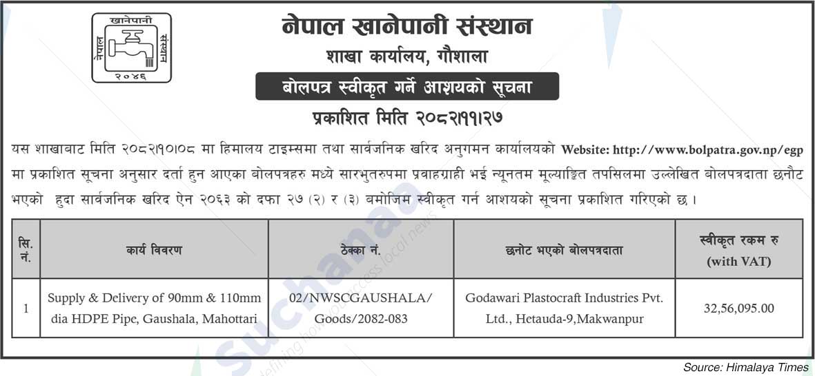 Nepal Water Supply Corporation (NSC)