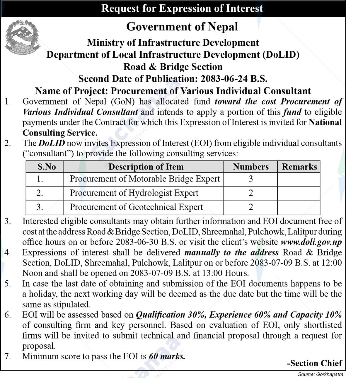 Department of Local Infrastructure Development