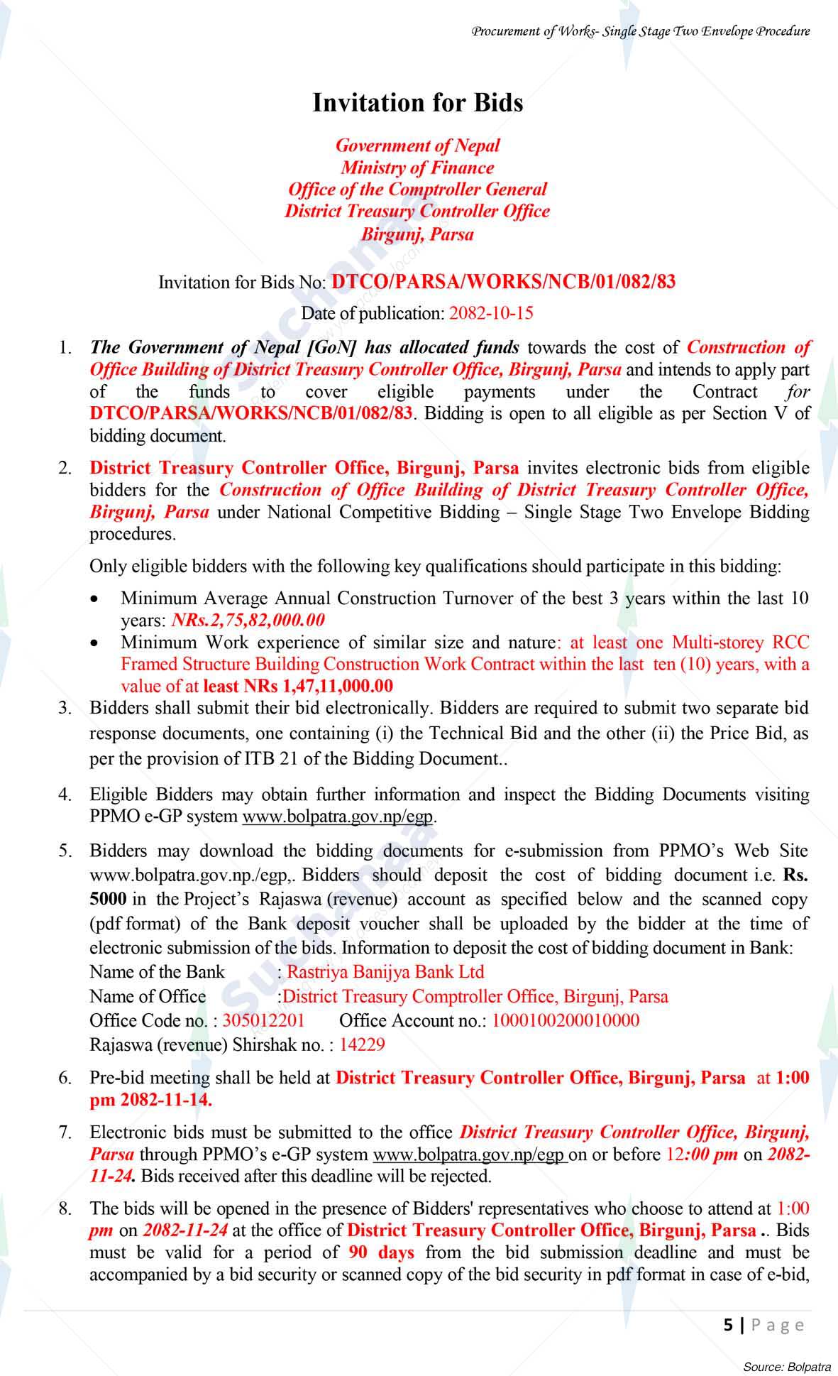 District Treasury Controller Office, Parsa