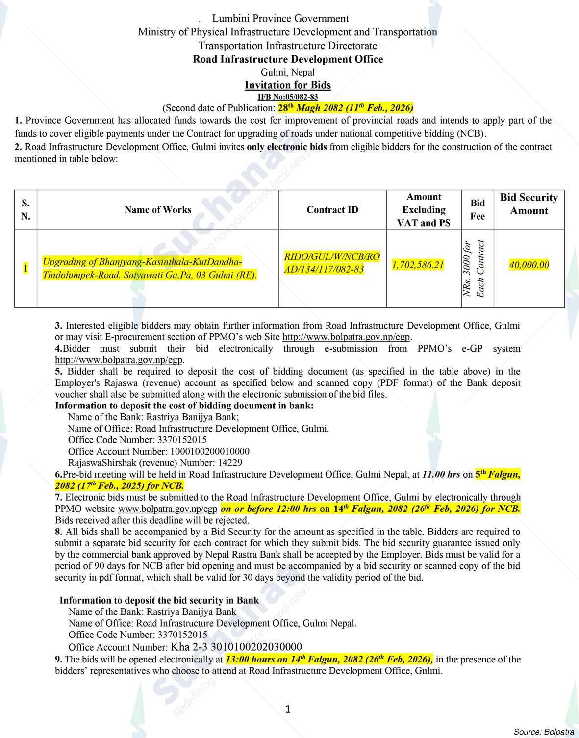 Road Infrastructure Development Office, Gulmi