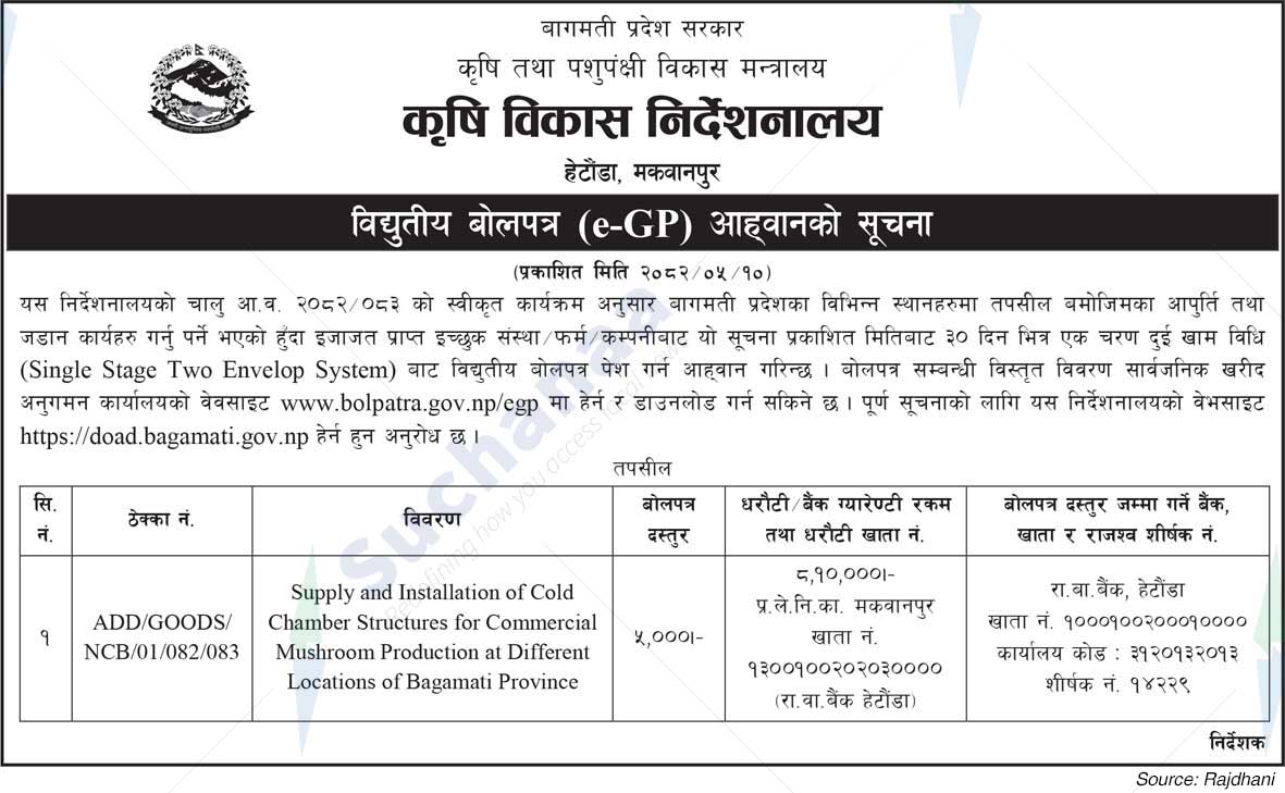 Ministry of Agriculture and Livestock Development, Bagmati