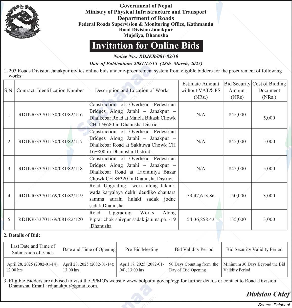Road Division Janakpur