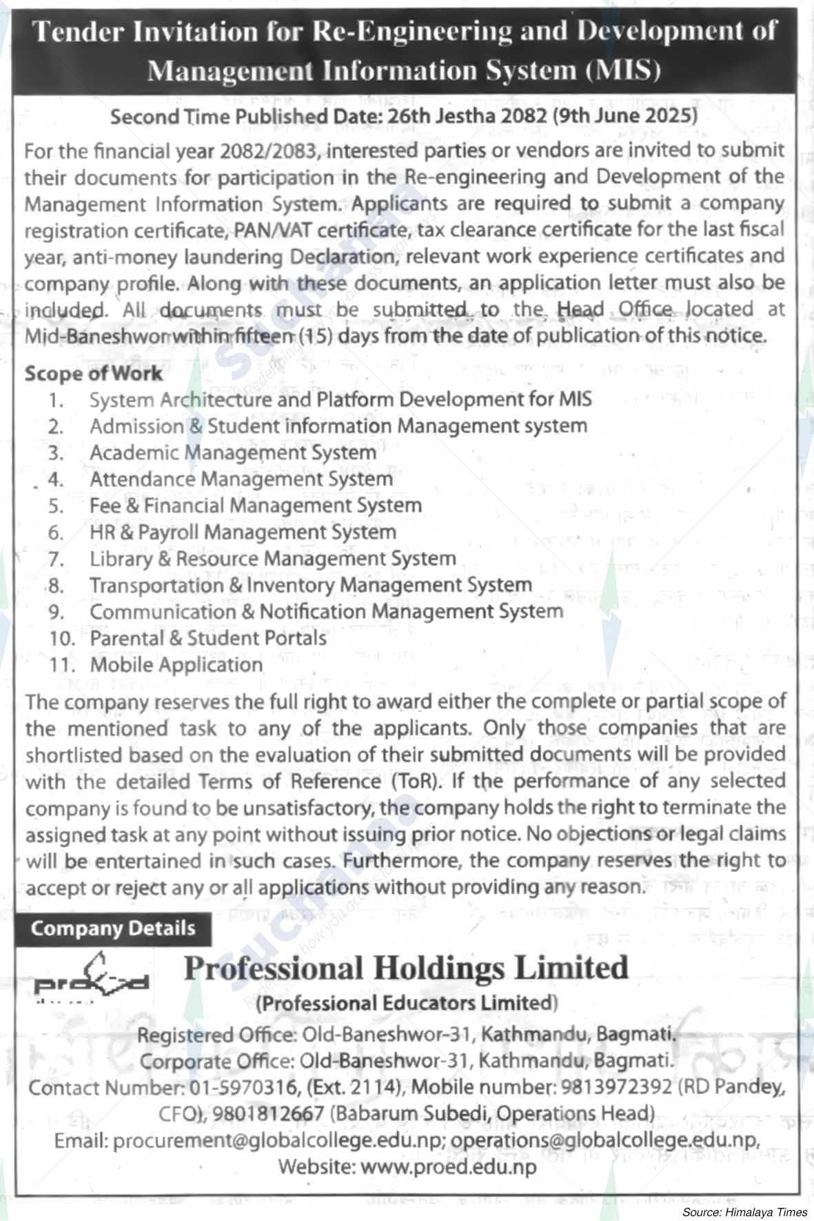 Professional Holdings Limited