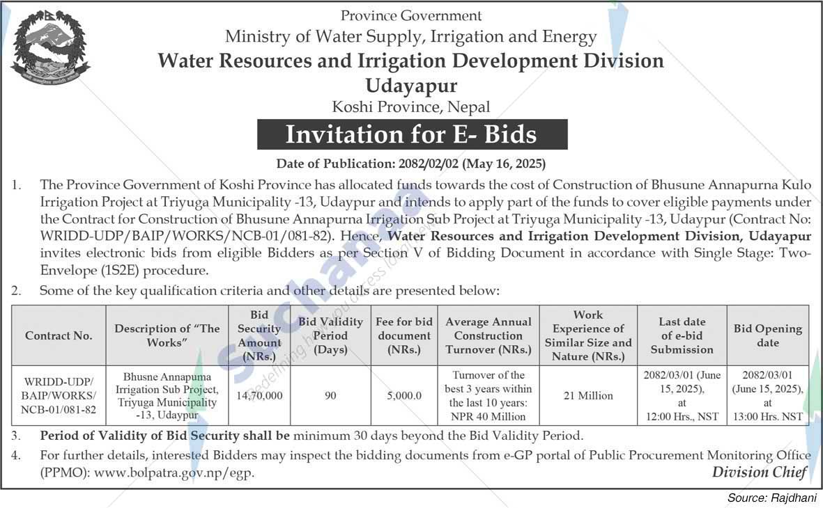 Water Resources and Irrigation Development Division, Udayapur