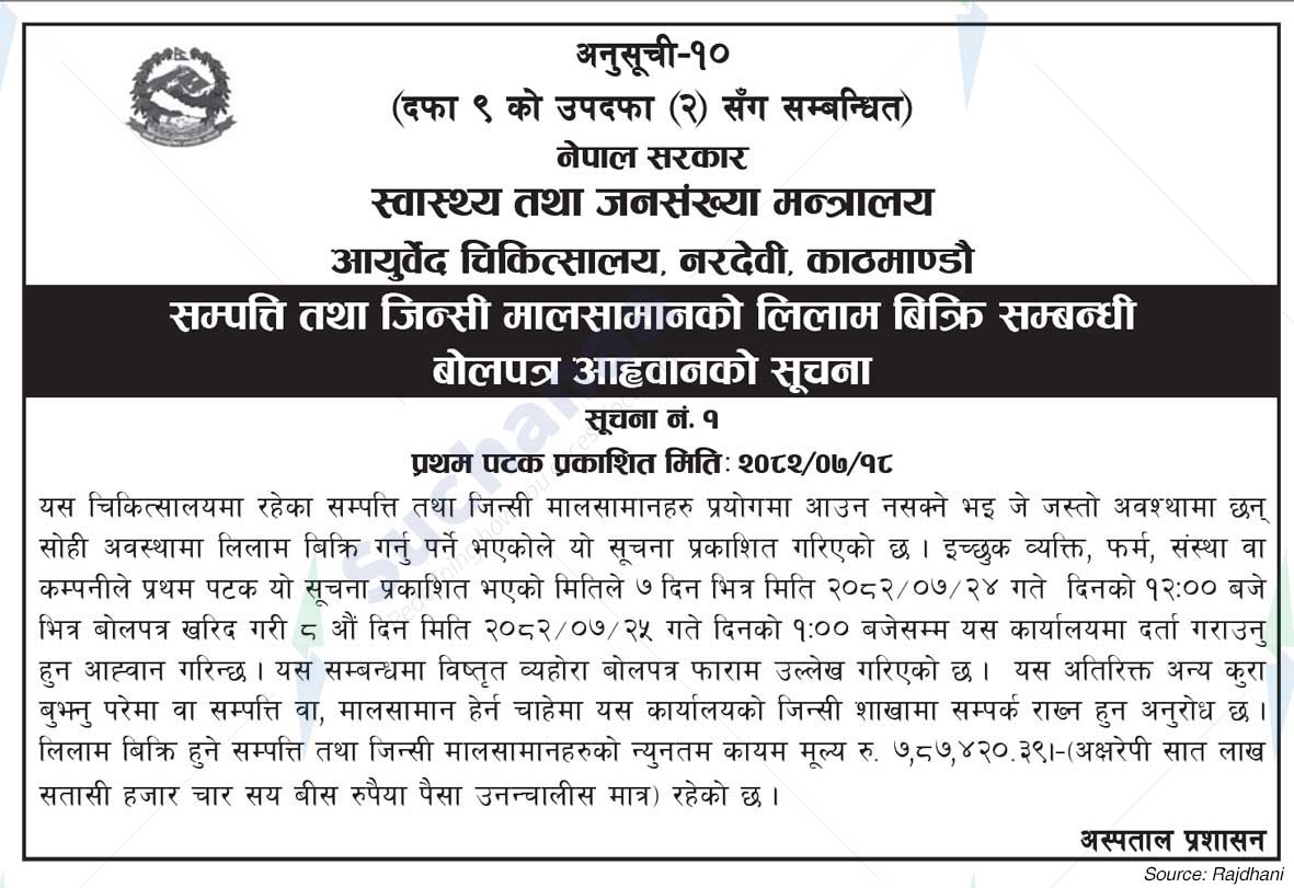 Ayurveda Hospital, Naradevi