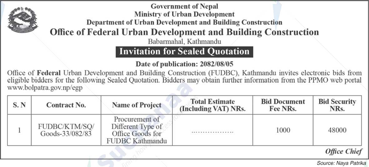 Office of Federal Urban Development and Building Construction, Babarmahal, Kathmandu