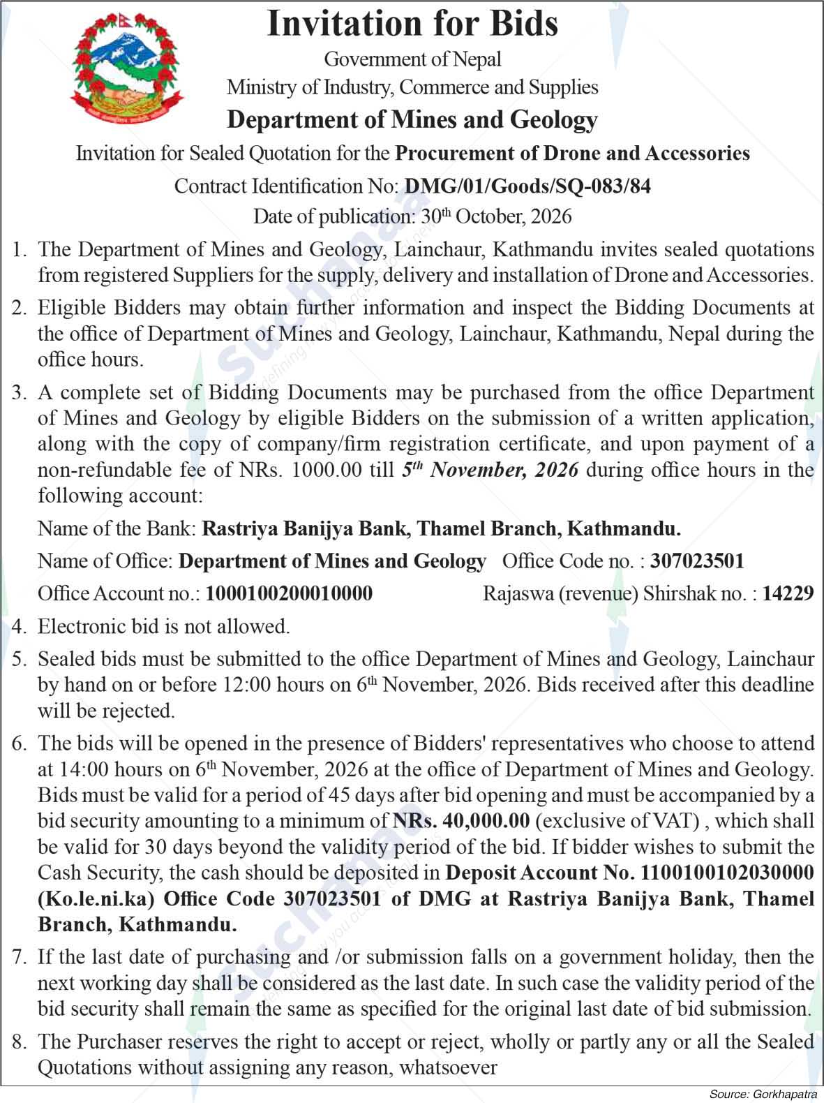 Department of Mines and Geology