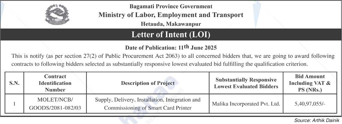 Ministry of Labor, Employment and Transport, Bagmati