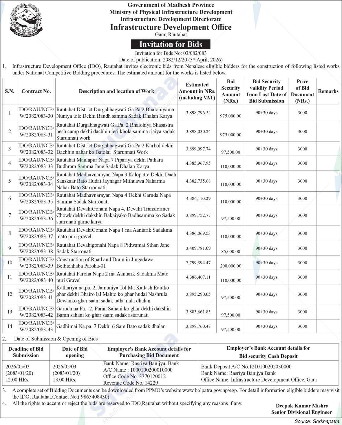 Infrastructure Development Office, Rautahat